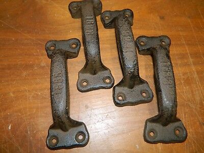 Set/4 Industrial Style Iron Heavy Duty Cast Iron Handle Pulls Aged Patina L@@k