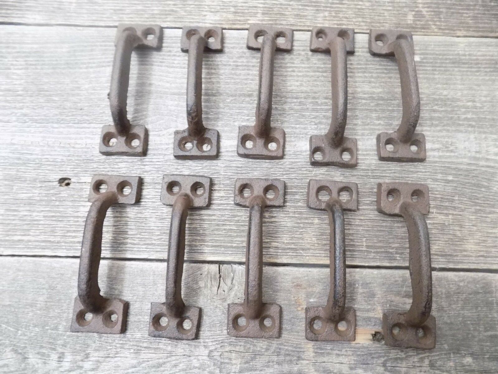 10 Cast Iron Handles Rustic Drawer Pulls Small 3 1/2" Long Home Decor Kitchen