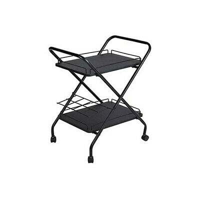 2-tier Rolling Cart With Wheels Metal Bar Service Car With Wine Storage Rack