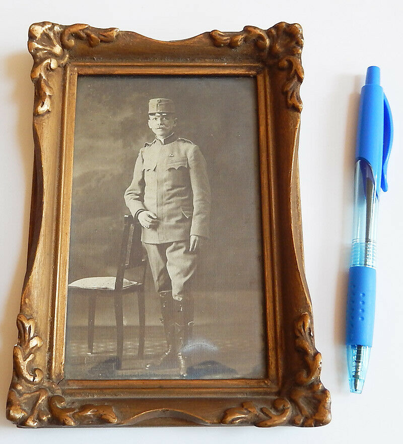 Austrian Hungarian Soldier Photo Ww1 Antique Wooden Frame  C-1917