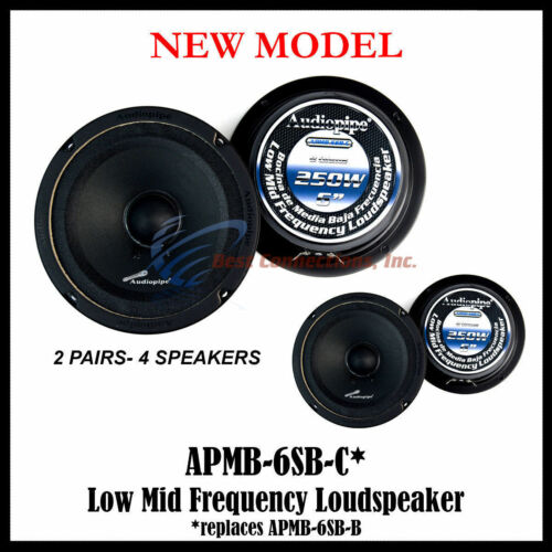 4 Pack 6-6.5" Sealed Back Full Range Loud Speaker Mid Audiopipe Apmb-6sb-c