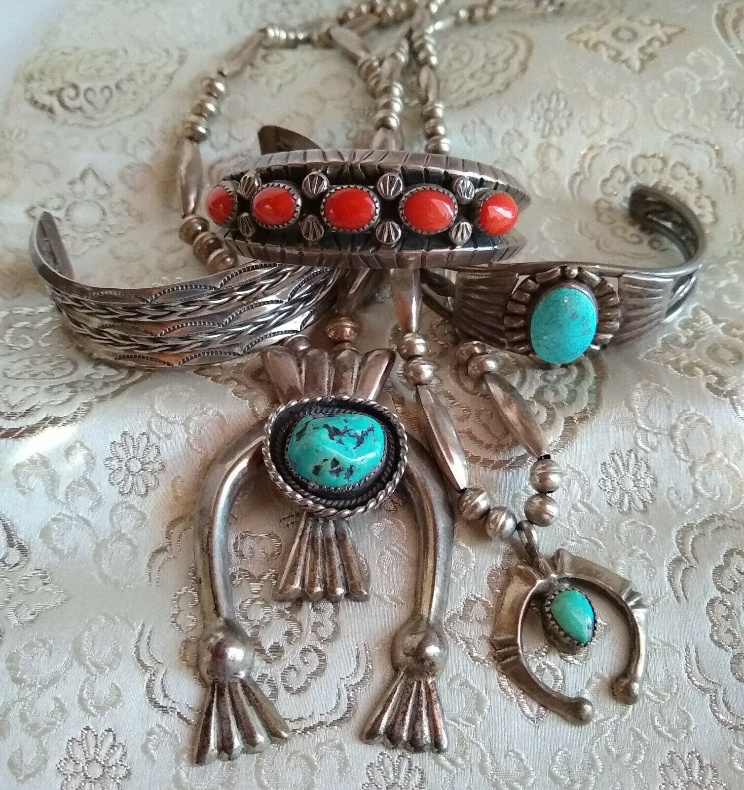 Vintage Navajo Sterling Silver Bracelet & Necklace Lot!