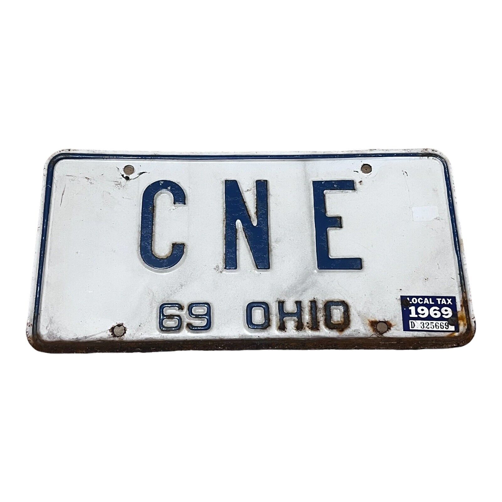 Vintage Ohio 1969 Collectible License Plate Original Tag # C N E Personalized