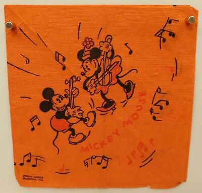 Mickey Mouse Paper Party Napkin #2 Vtg Disney 1930s Minnie Mouse Banjo Dennison