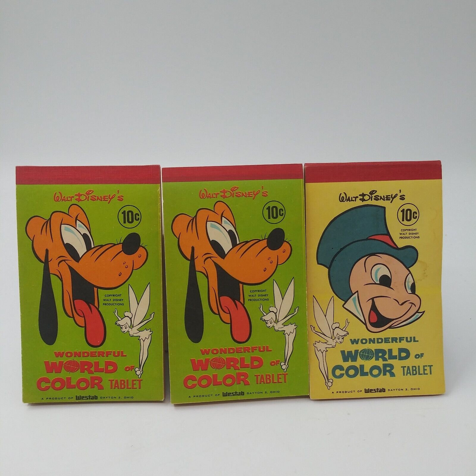 Vintage Disney Wonderful World Of Color Tablet Pluto + 5" X 3" Used Lot Of 3