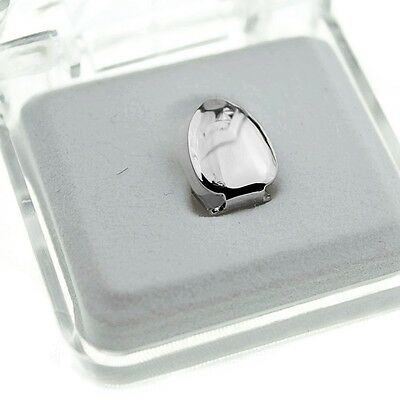 Single Cap Platinum Silver Tone One Plain Tooth Grill Hip Hop Grills
