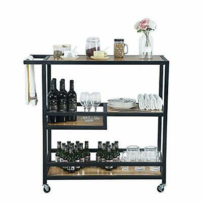 3-tier Kitchen Utility Industrial Serving Cart With Storage For Living Room