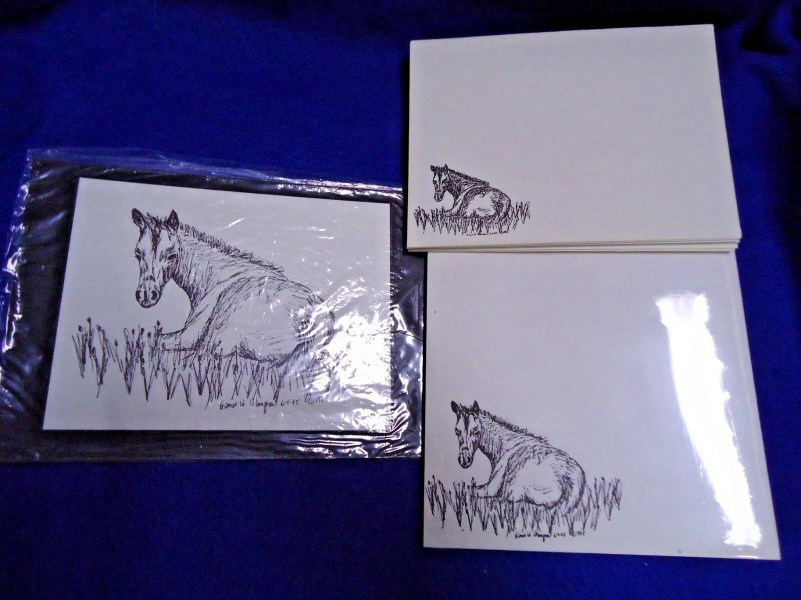 Horse In Field Lazy Day 3 Pc Set-notepad, Print And 10 Printed Envelopes New