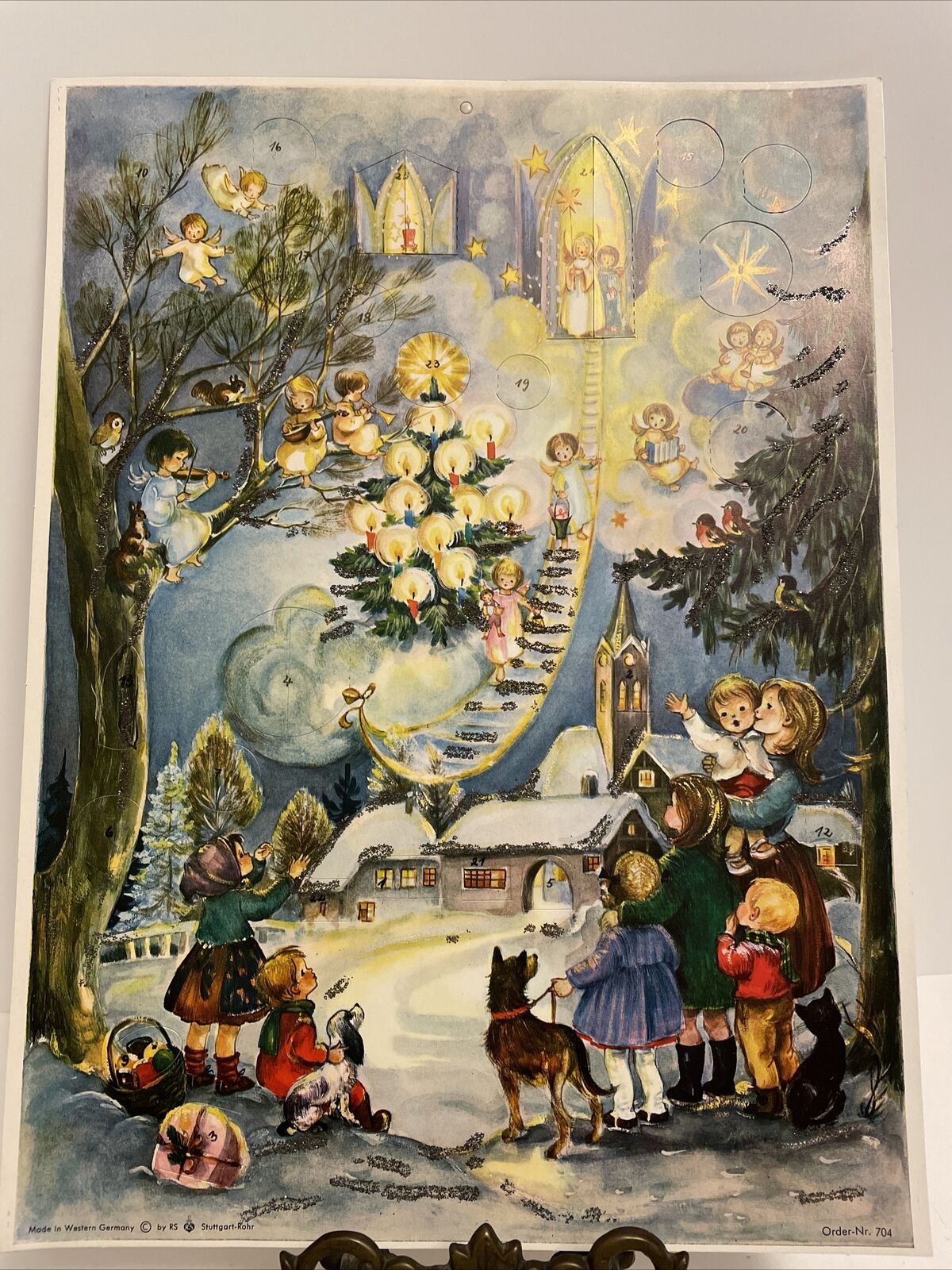 Vintage Christmas Paper Advent Calendar Woodland Scenes Made In West Germany