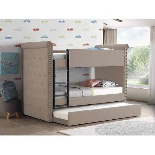 Acme Furniture Romana Ii Bunk Bed & Trundle Twin Over Twin In Beige Or Gray