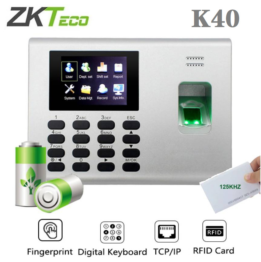 Zkteco K40 Usb Biometric Fingerprint Time Attendance System Built-in Battery