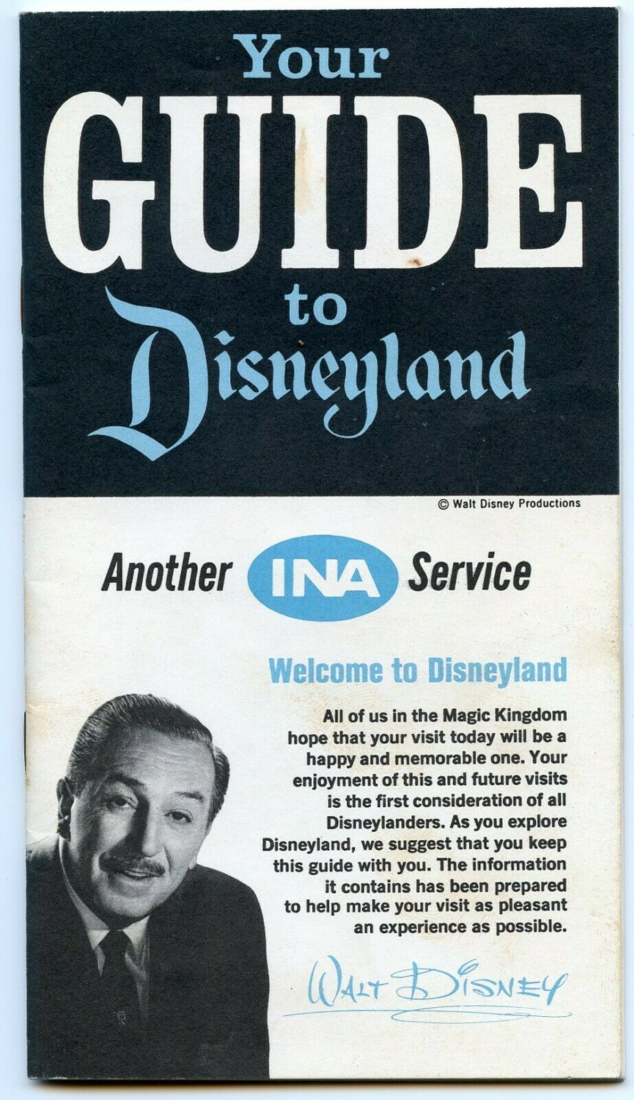 Vintage 1960's Your Guide To Disneyland Booklet By Ina Insurance Company