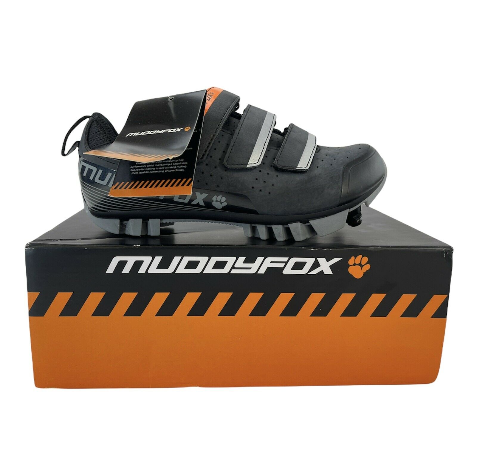 Muddyfox Mtb100 Junior Boy's Black Grey Cycling Riding Shoes Size 3.5 Y