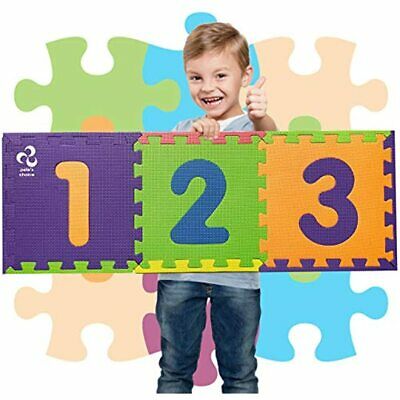 Safe Non Toxic Numbers Mat - Thick 0 To 9 Flooring Mat, 10 Tiles Early Math Kids