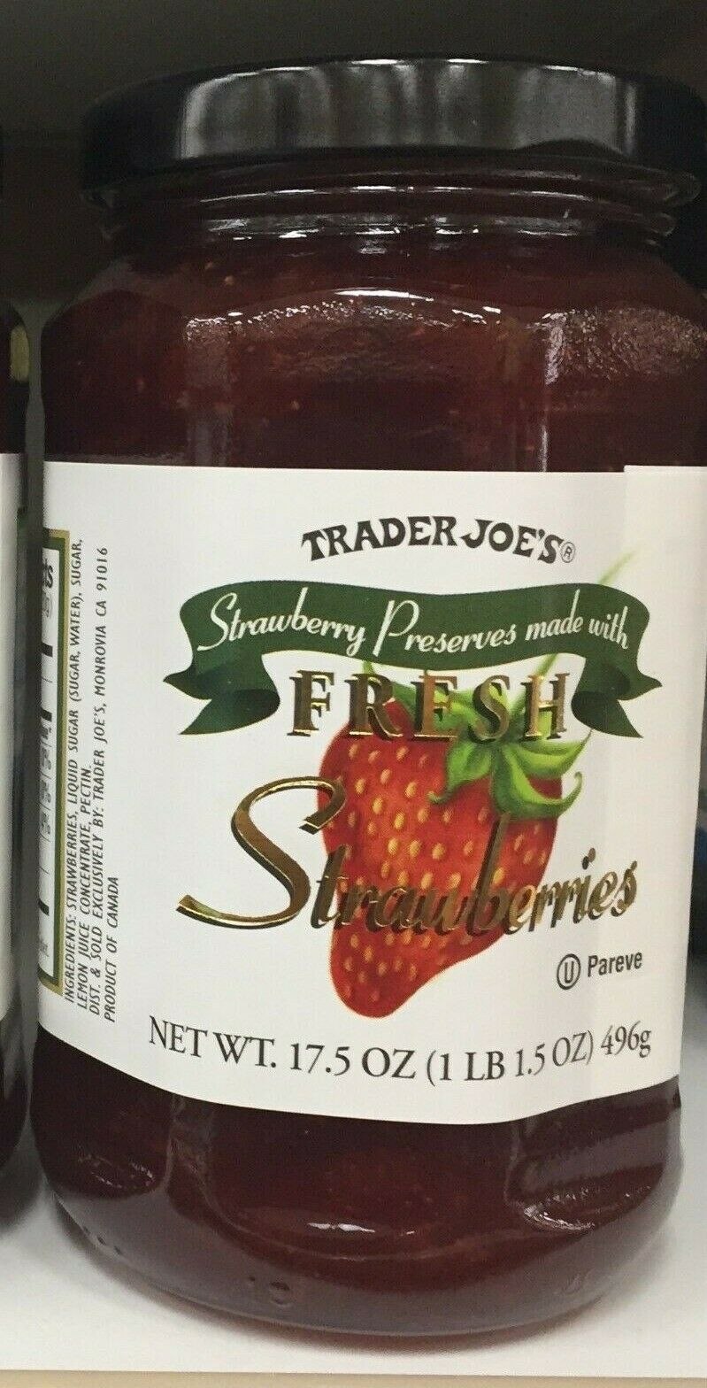 Trader Joe's Strawberry Preserves Made Fresh Strawberries Net 17.5 Oz Kosher