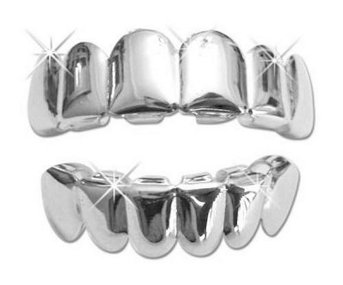 Lil Wayne Player Silver Platinum Metal Teeth Mouth Grillz Set W Mold Kit New Usa