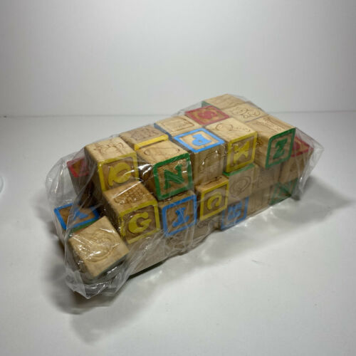 Alphabet Blocks Wood Child’s Toy Baby Multicolor Letters Pictures