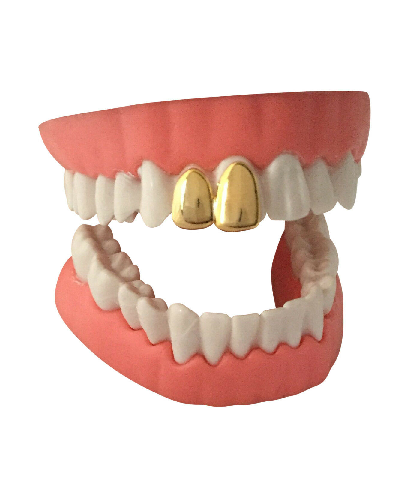 Hip Hop 14k Gold Plated Double Two Tooth Teeth Grillz Grill Canine Cap
