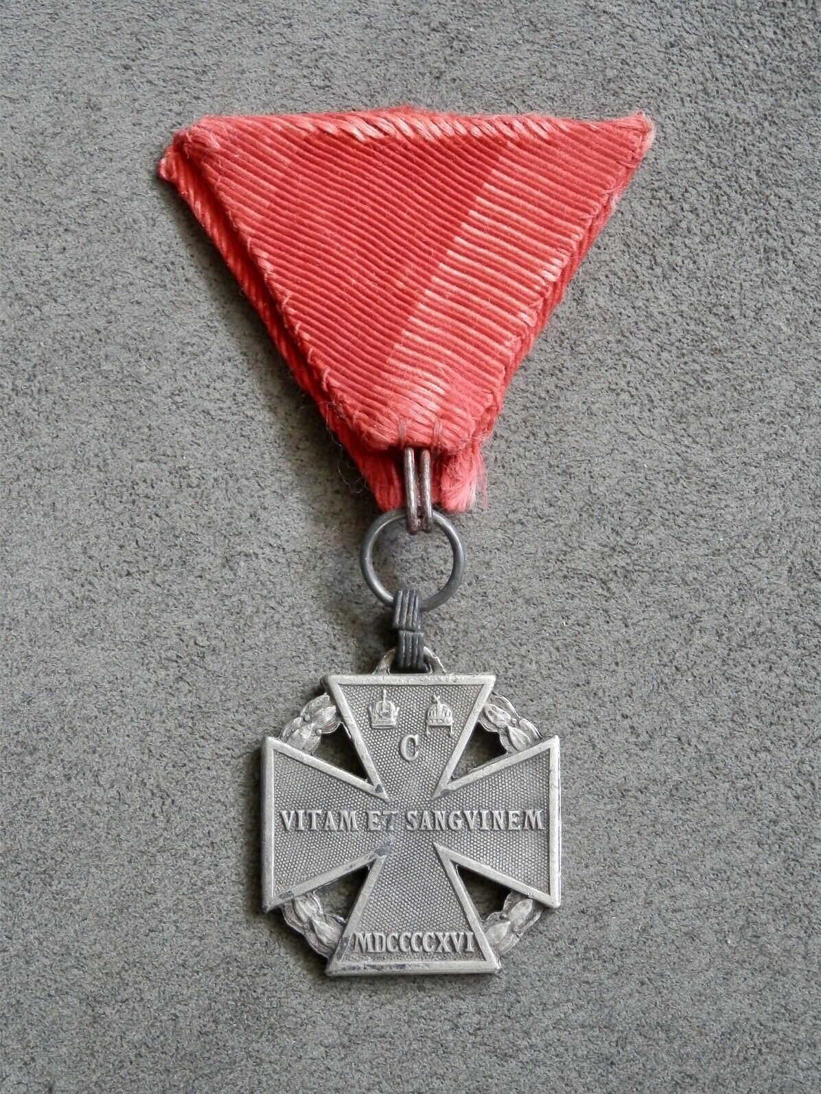Austria-hungary, Original Karl Troop Cross With Trifolded Ribbon
