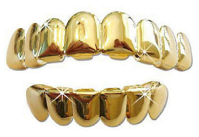 Hip Hop 14k Gold Gp Mouth Teeth Grills Grillz 8 Top 6 Lower Set Player Ii Usa