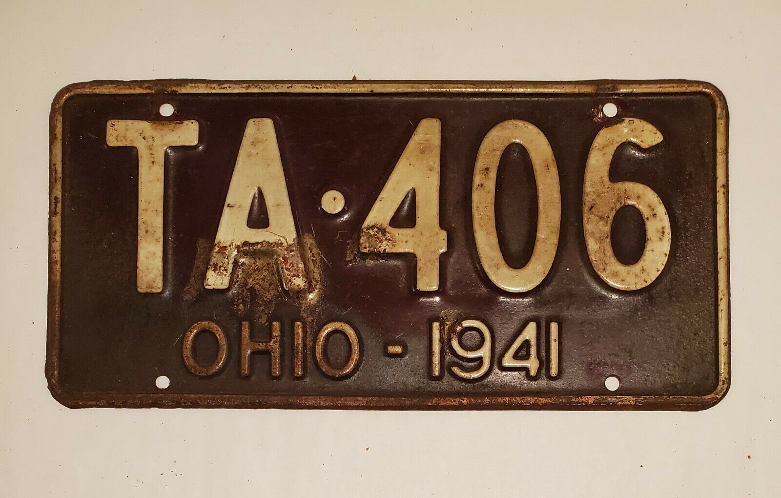 1941 Ohio License Plate Ta 406