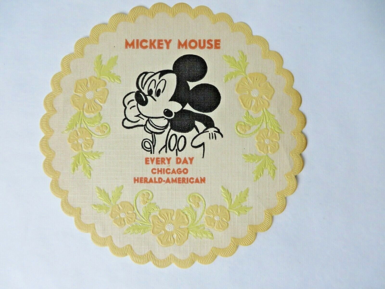 Paper Doily Mickey Mouse "every Day Chicago Herald-american" Newspaper #12180