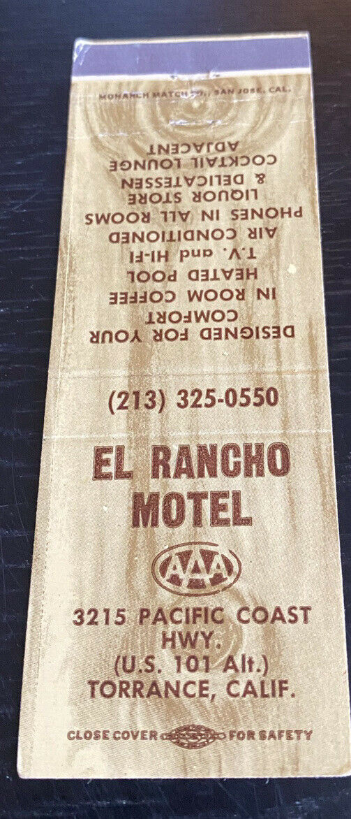 Matchbook Cover El Rancho Motel Torrance California