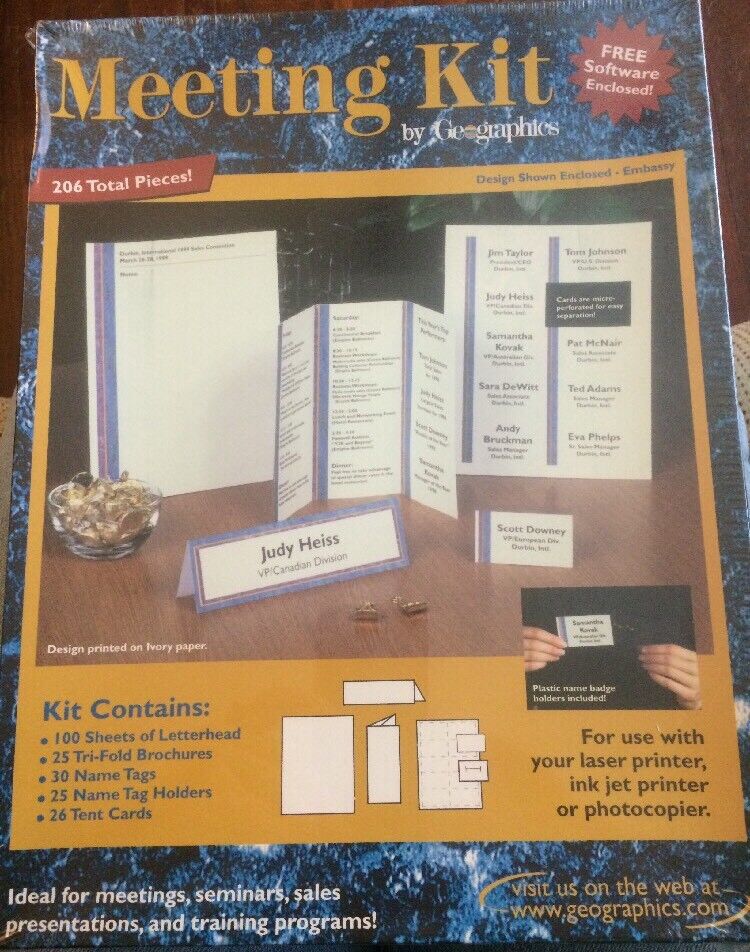 Geographics Meeting Supplies Kit. Laser, Ink Jet Or Photocopier 206 Pieces New