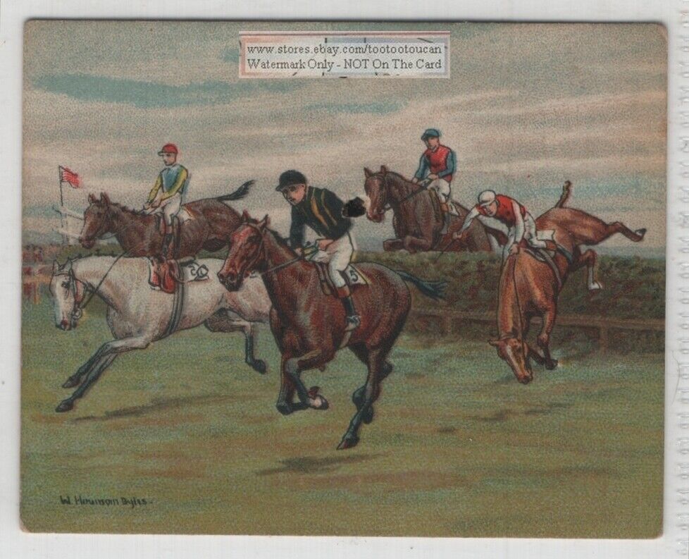 Steeple Chase Horse Racing Course Layout In England  Large 1920s Ad Card