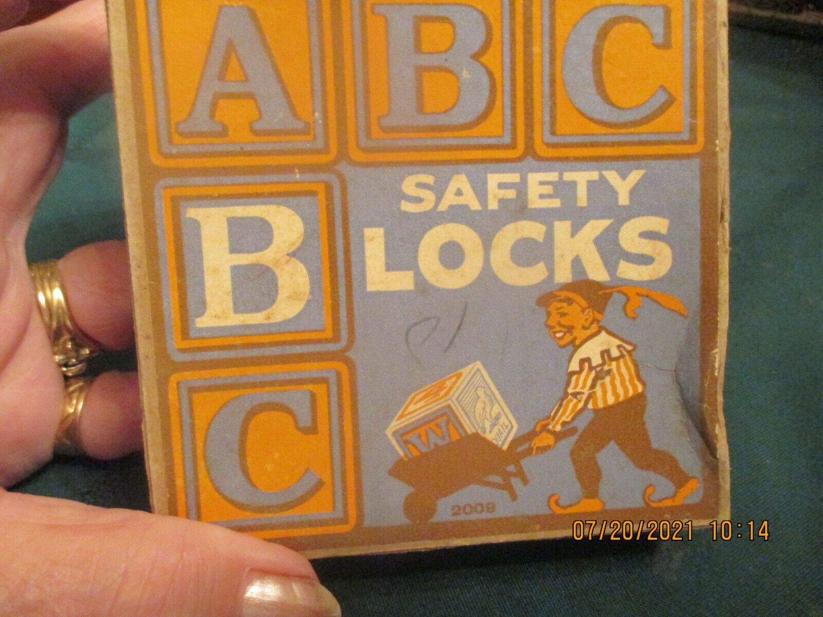 Vintage Small Box Of 1" Abc Blocks Colorful  Original Box