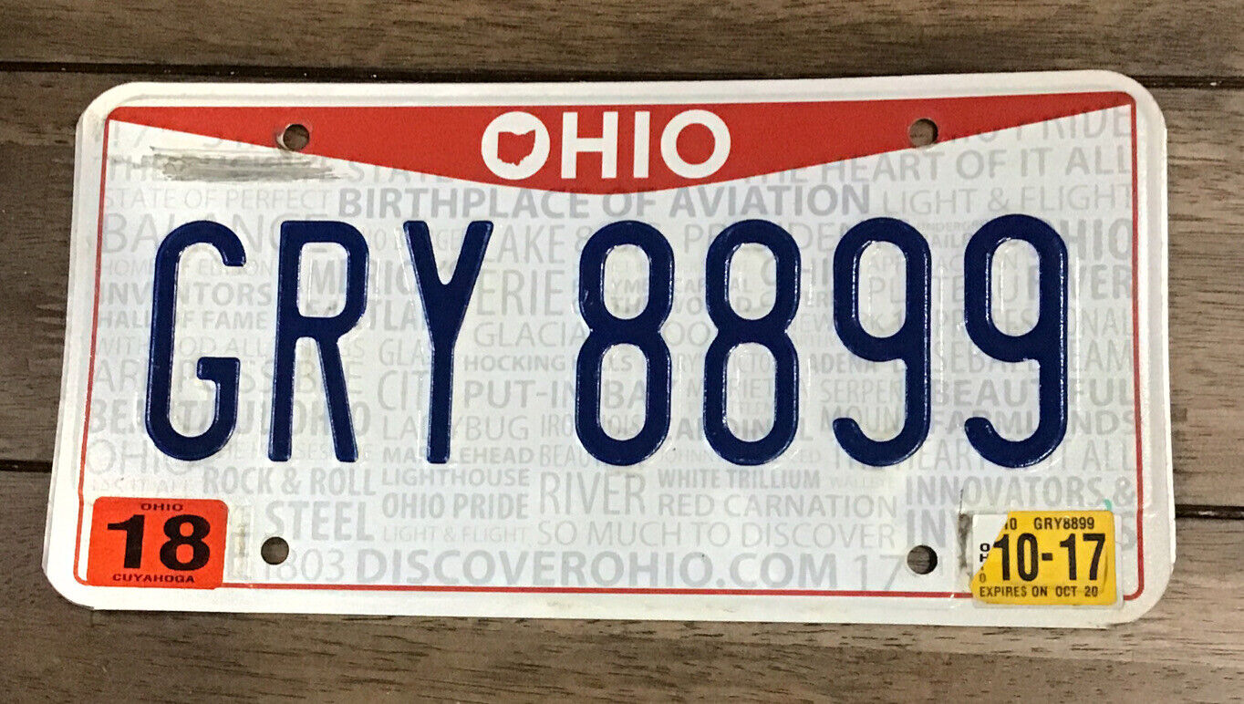 2017 Ohio License Plate Gry 8899