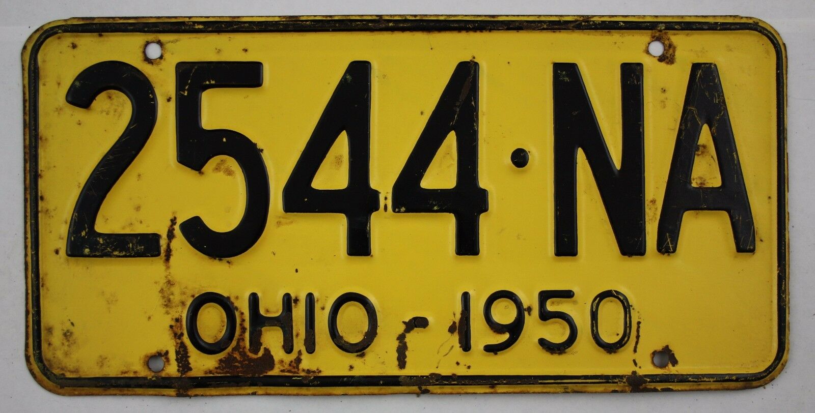 1950 Vintage Original Ohio License Plate Tag 2544-na