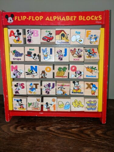 Disney Wood Flip-flop Alphabet Blocks-euc-learning Toy