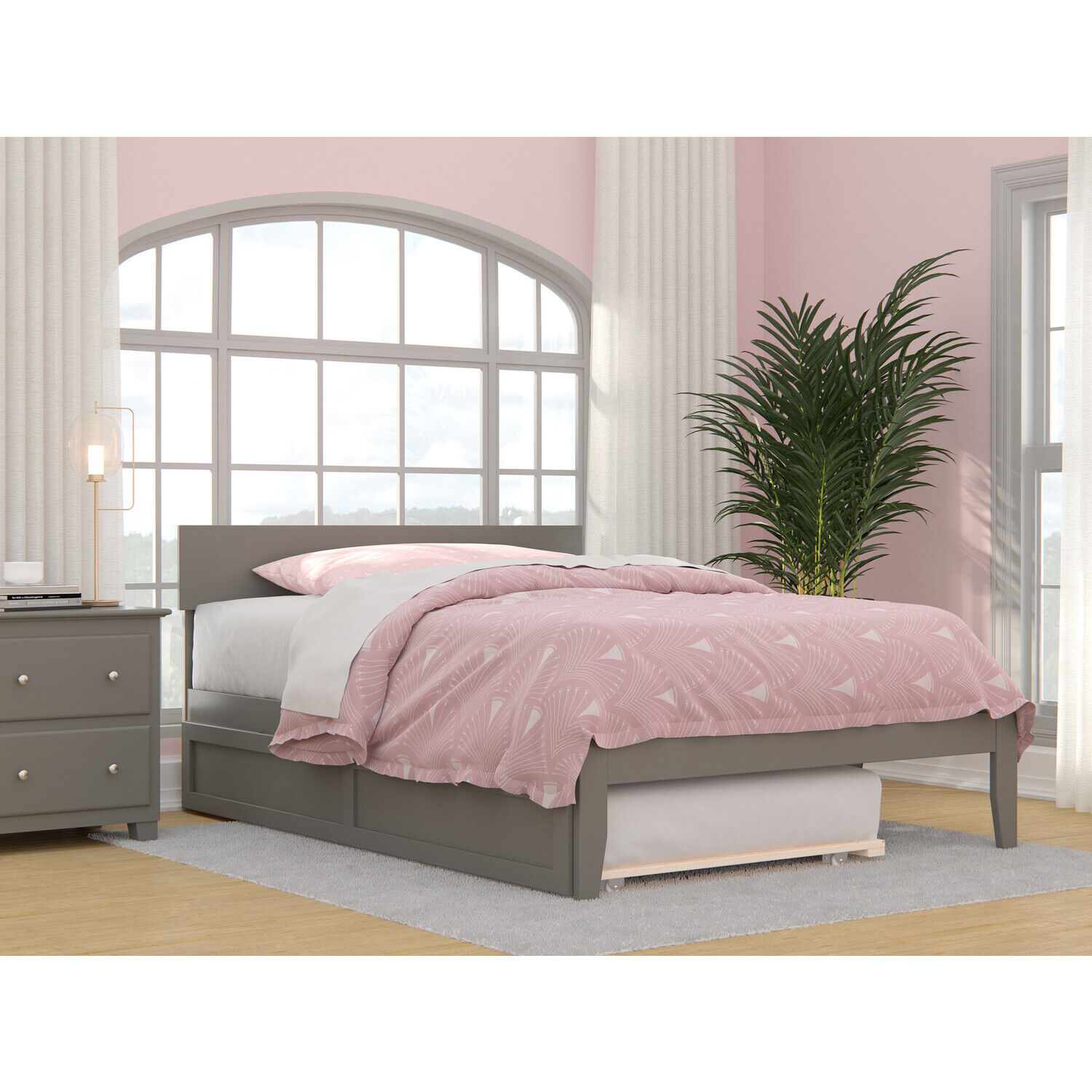 Atlantic Furniture Boston Full Bed With Twin Trundle In Grey
