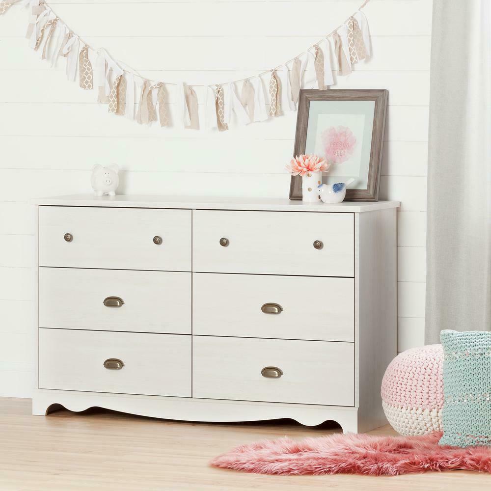 Caravell 6-drawer Double Dresser, White Wash