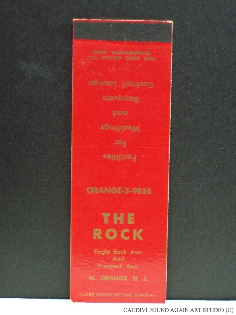 The Rock Restaurant Lounge West Orange New Jersey Matchbook Cover Bar Nj Vtg