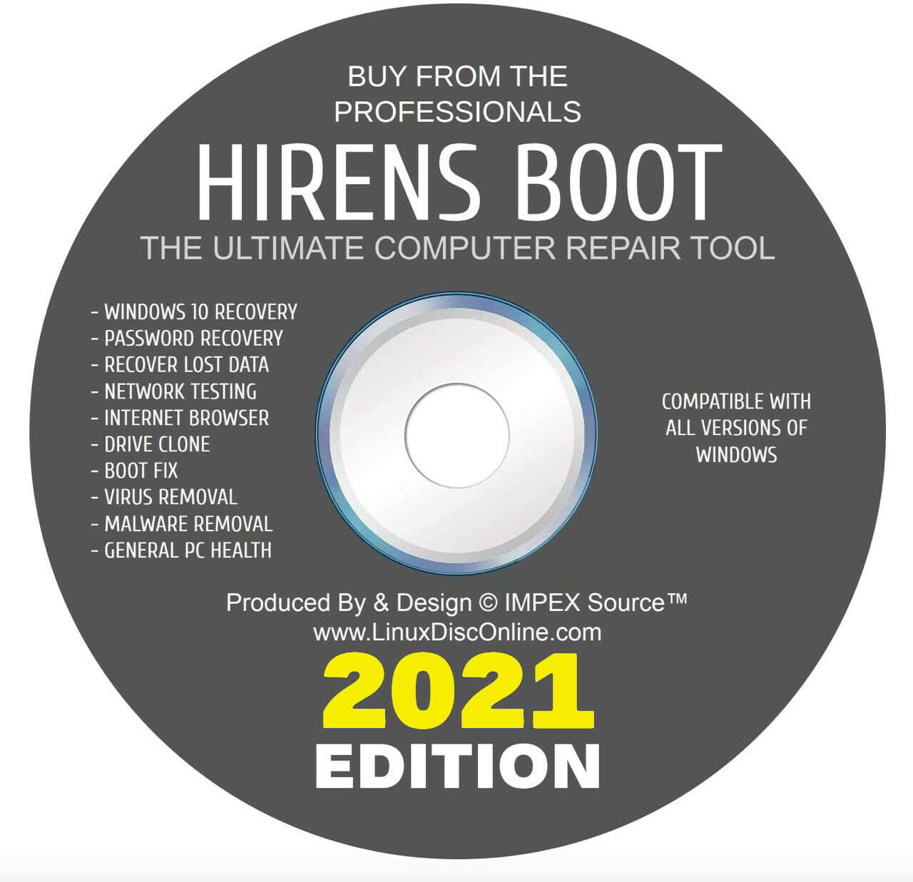 Hiren's Pe Boot Dvd 2021 Pc Repair Virus Removal Clone Recovery Password Reset