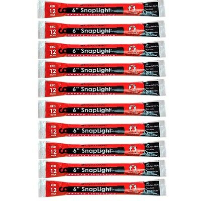 Cyalume Snaplight Light/glow Sticks, Red, 6" Long, 12 Hr, Exp 2021 (10 Pack)