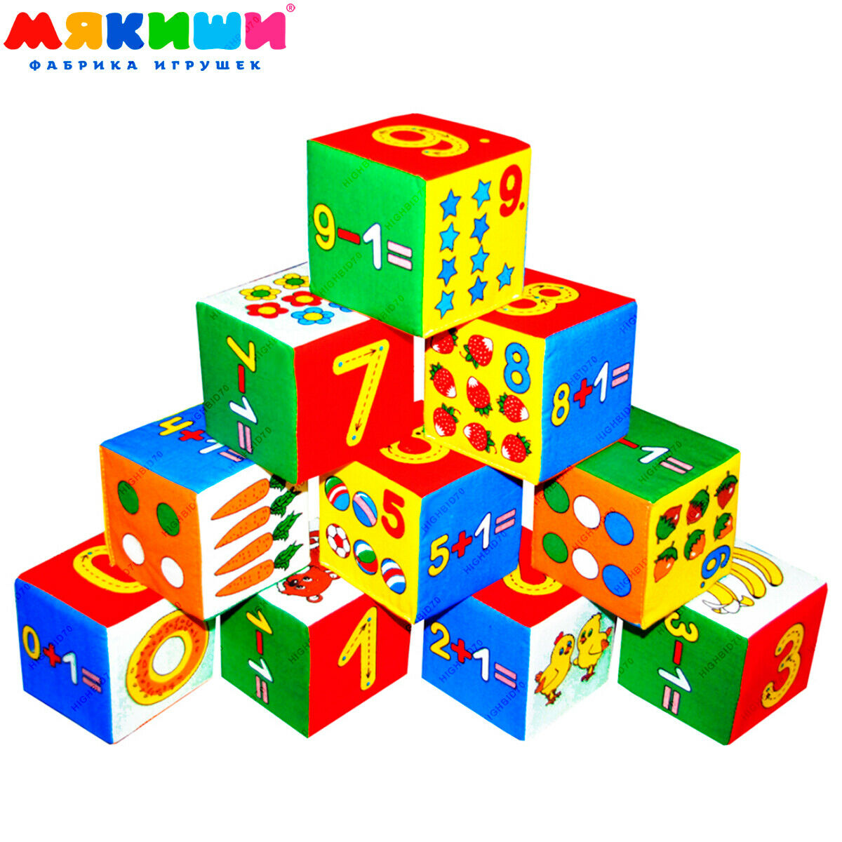 Myakishi 177 Smart Mathematics, Soft Building Blocks, Kubiki, Abc