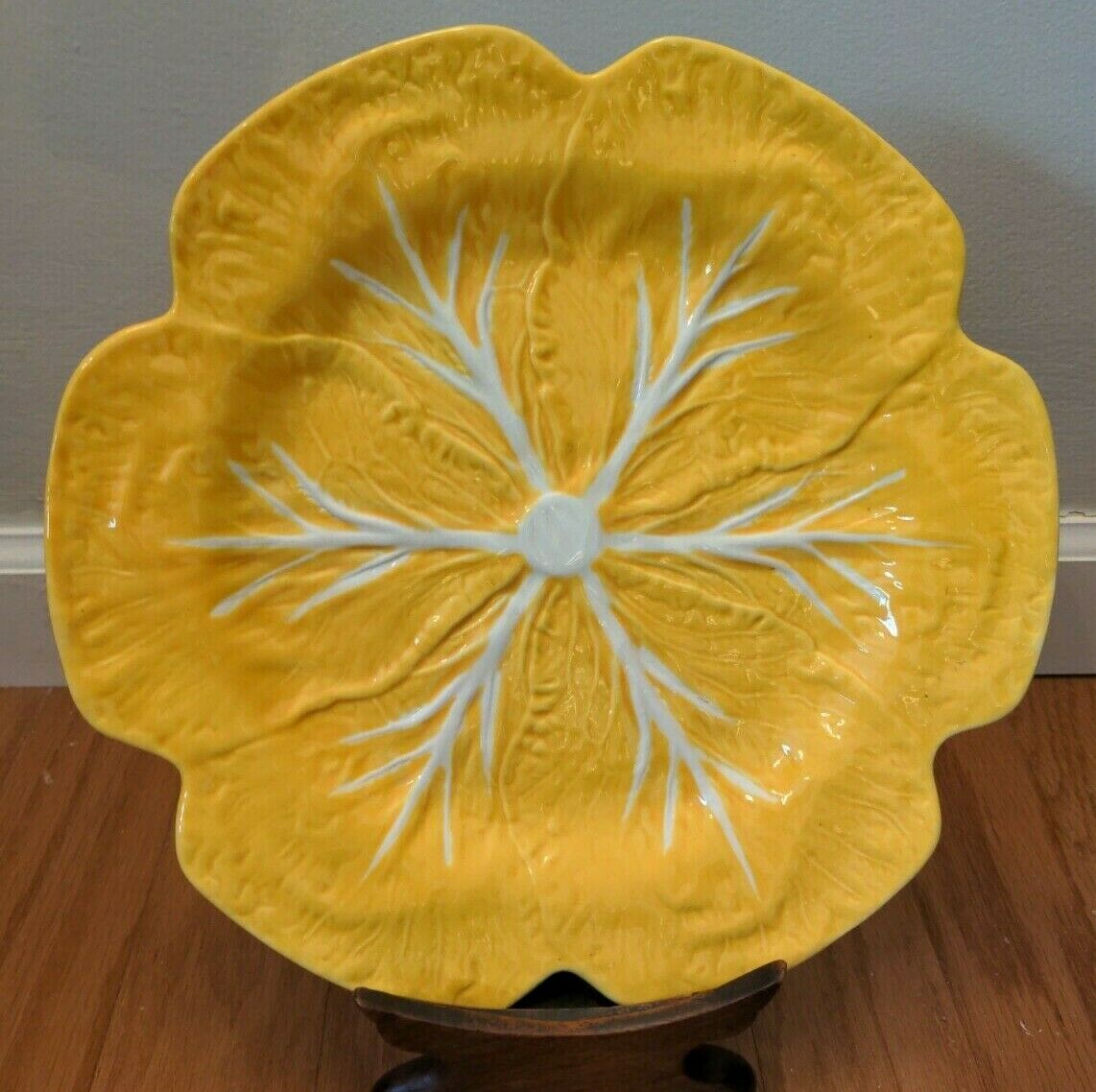 Bordallo Pinhiero Yellow Cabbage Large Platter 12" Across Made In Portugal