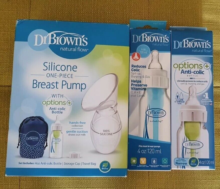 Dr. Brown's Silicone One Piece Breast Pump Plus 2 Bottles