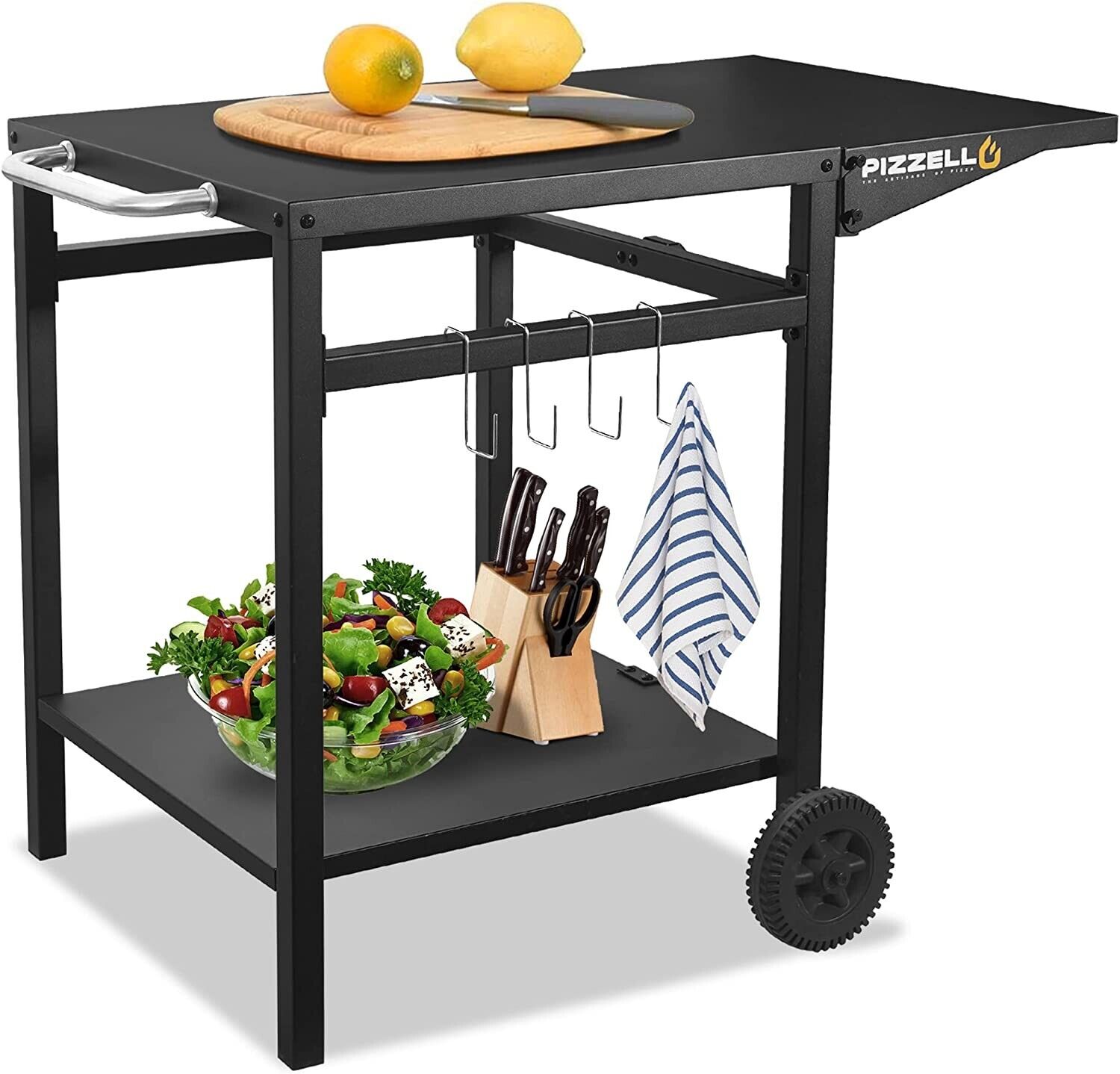 Pizzello Outdoor Grill Dining Cart Movable Pizza Oven Trolley Bbq Stand