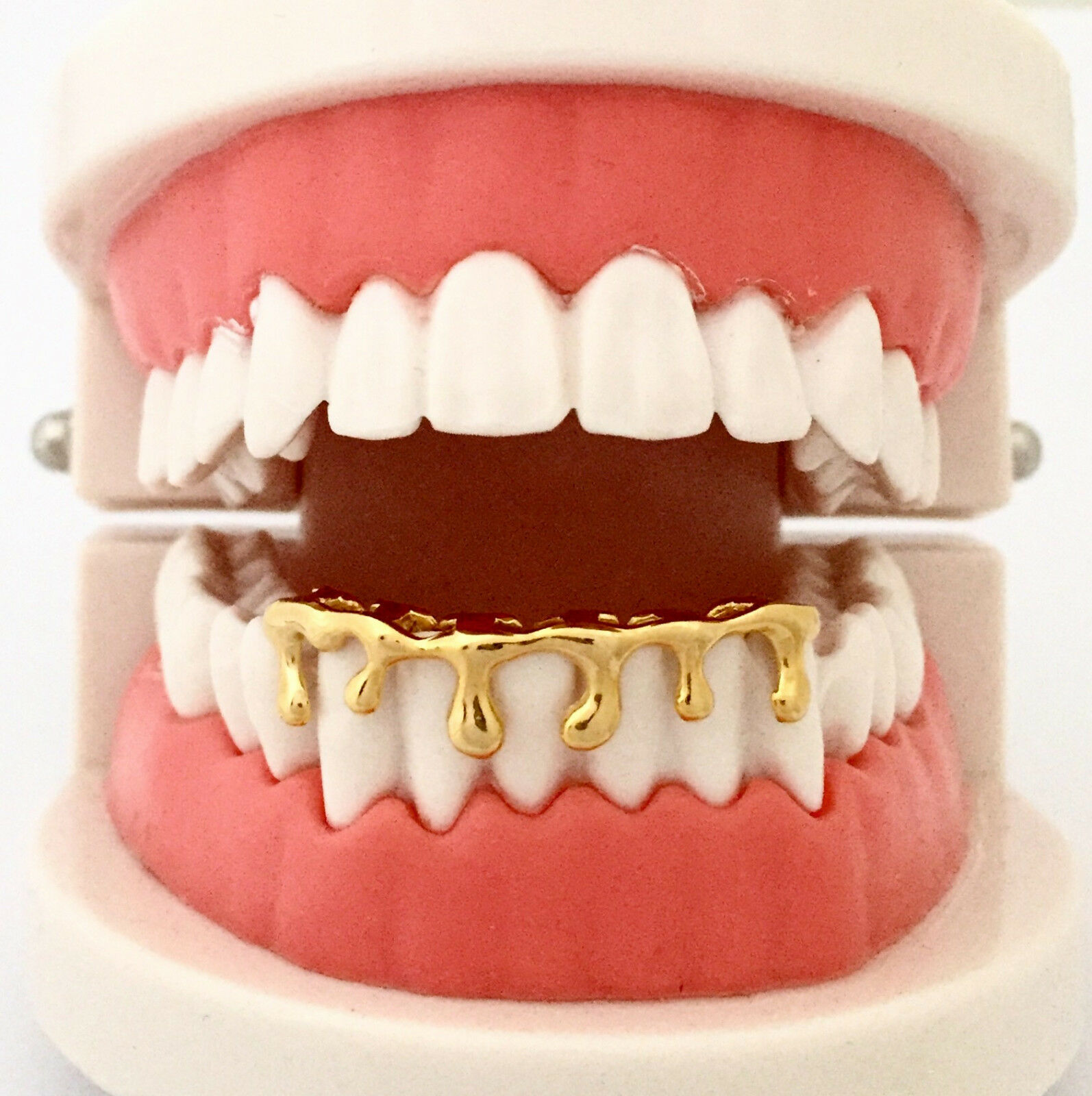 Custom Real Metal Hip Hop 14k Gold Gp Teeth Bottom Lower Drip Grillz W/ Molds