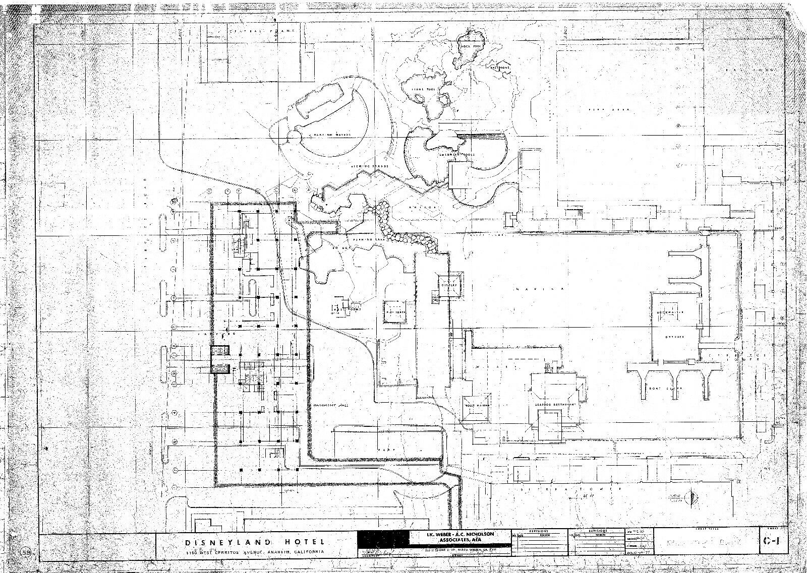 Disneyland Hotel Demolition Plan Blueprint Copy Circa 1977 Size 24" X 36"
