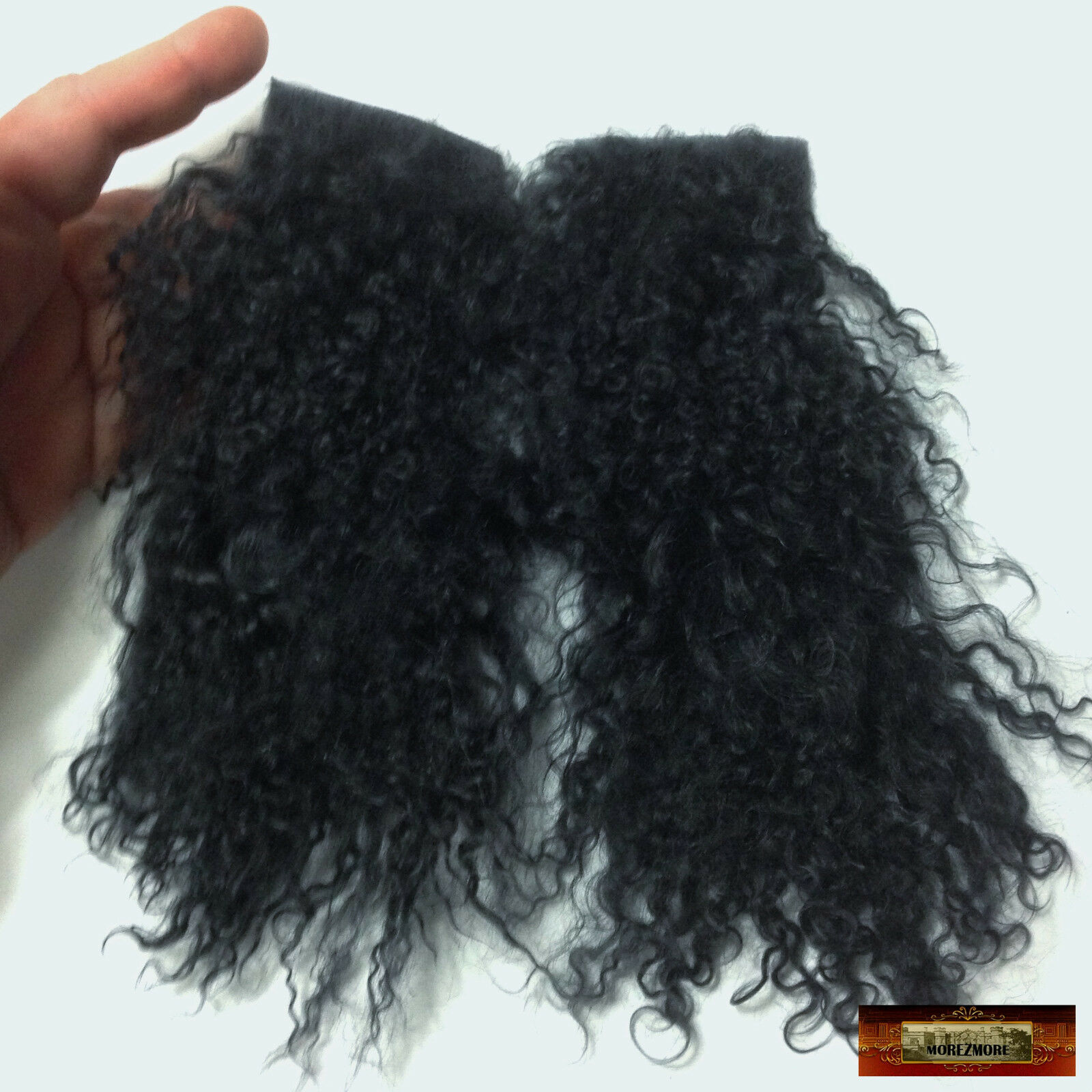 M00784 Morezmore Hair Tibetan Lamb Remnants Raven Black Doll Baby Wig