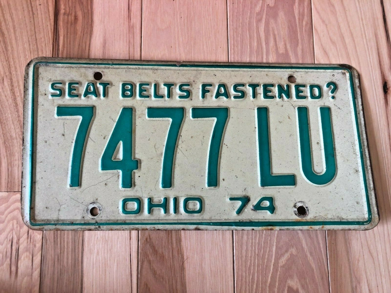 1974 Ohio "seat Belts Fastened" License Plate