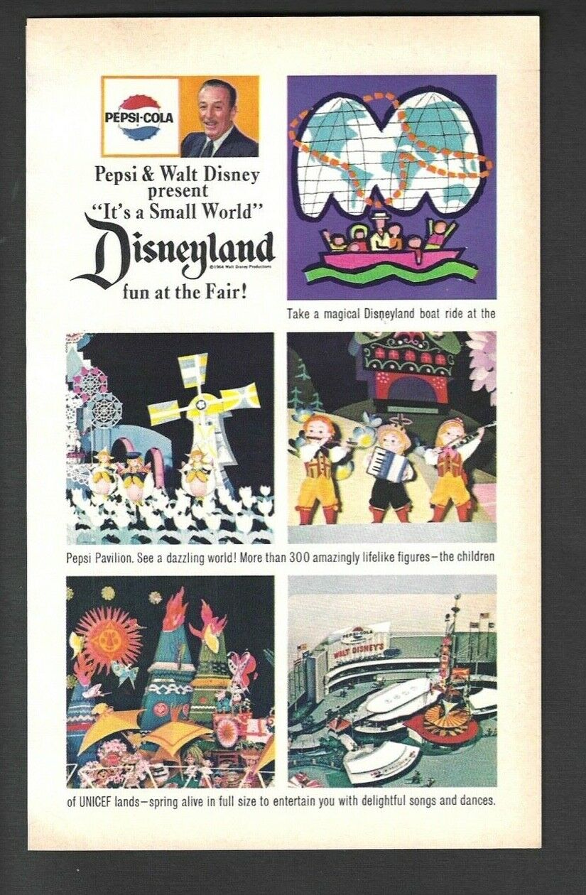 Disney's It's A Small World 1964 Ny World's Fair Pepsi Attraction Ad Disneyland