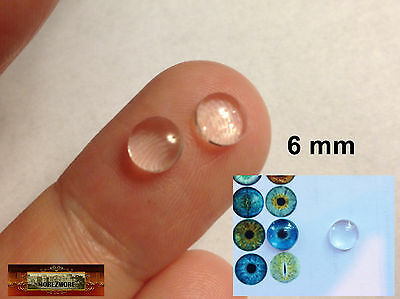 M01203 Morezmore 10 Clear 6mm Glass Dome Round Lens Cabochon Doll Eyes