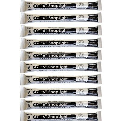 Cyalume Snaplight Light/glow Sticks, White, 6" Long, 8 Hr, Exp 2021 (10 Pack)