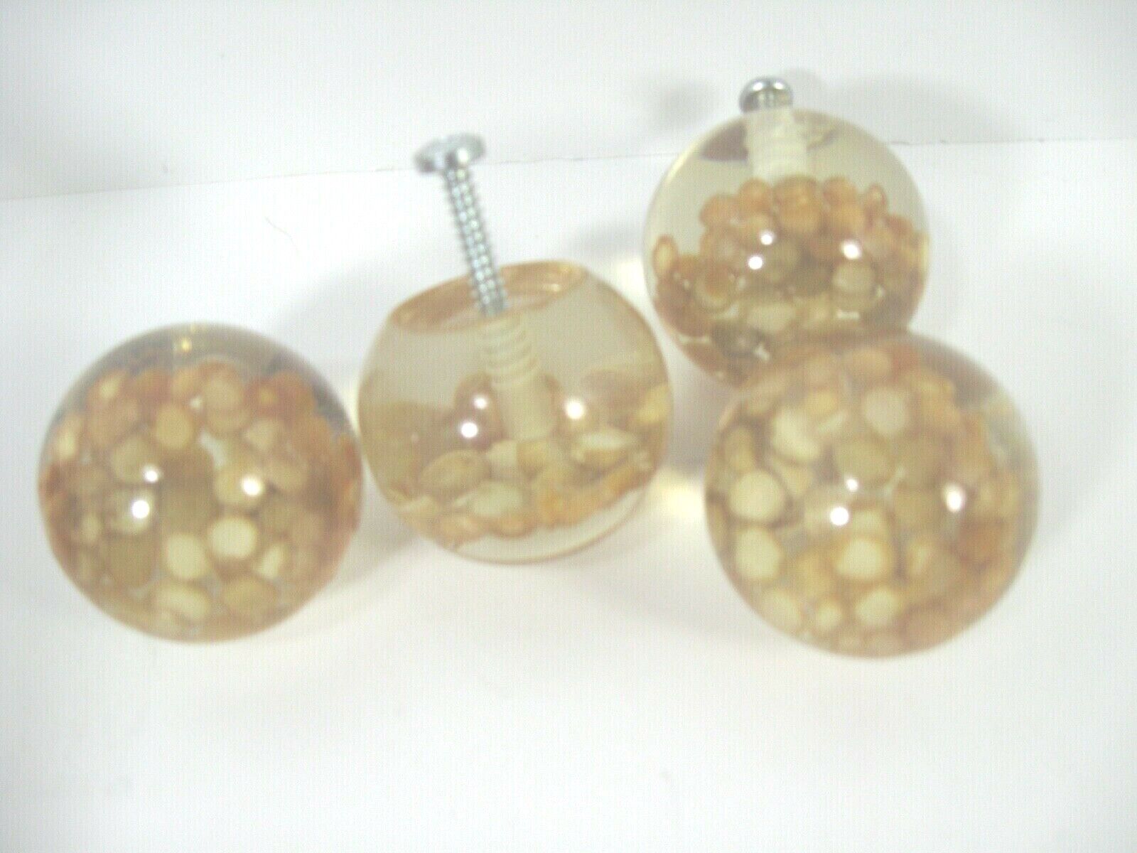 Vintage Mid Century Clear Lucite Acrylic  Ball Drawer Pulls Knobs Set Of 4